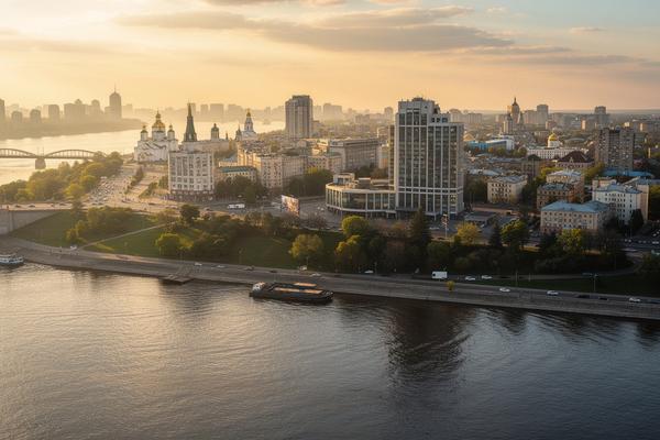 Kyiv skyline over the Dnipro River