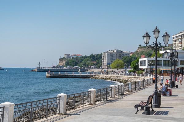 Odesa coastline with promenade and sea